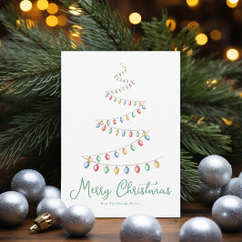 Watercolor God jul Ljus Träd Modern Julkort