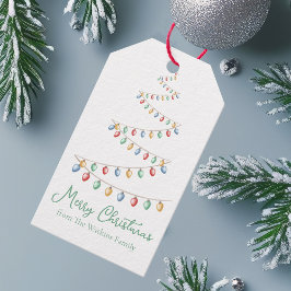 Watercolor God jul Ljus Träd Modern Presentetikett