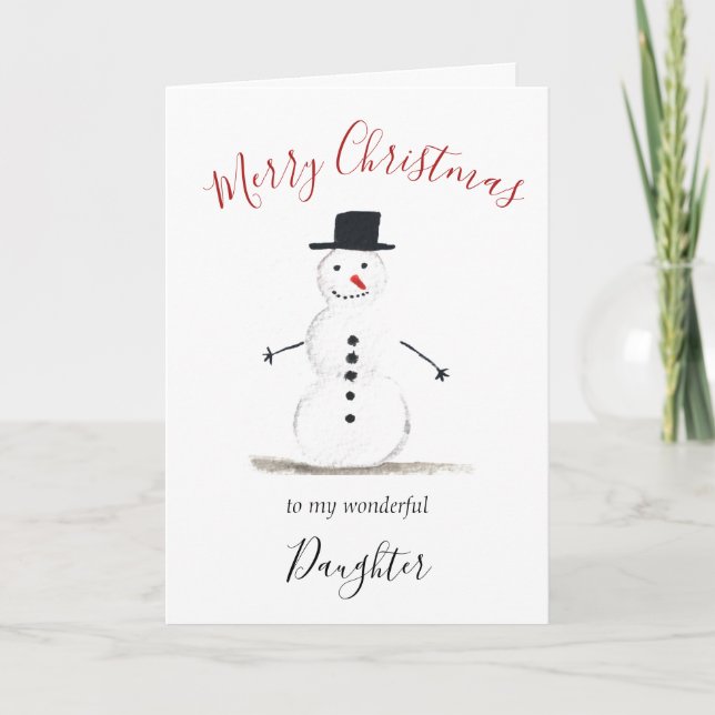 Watercolor God jul Snögubbe Daughn Helgkort (Framsida)