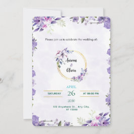 Watercolor Gold & Purple Invitation Inbjudningar