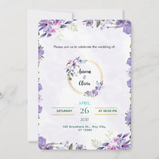 Watercolor Gold & Purple Invitation Inbjudningar