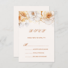 Watercolor Gold White Roses OSA Kort