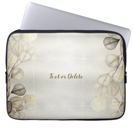 Watercolor Golden Eucalyptus Foliage Shiny Elegant Laptop Fodral