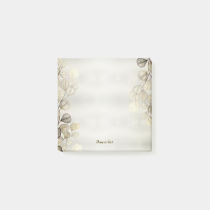 Watercolor Golden Eucalyptus Foliage Shiny Elegant Post-it Block