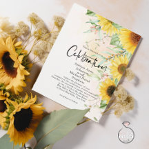 Watercolor Golden Gult Rustic Sunblommor