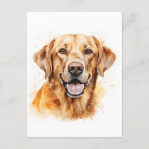 Watercolor Golden Labrador Retriever Hund Vykort