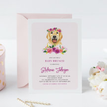 Watercolor Golden Retriever Blommigt Baby Brunch