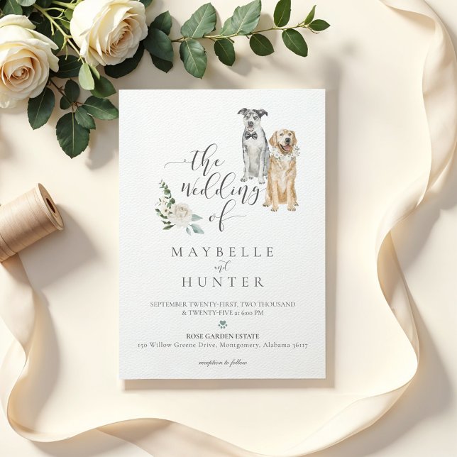 Watercolor Golden Retriever & Catahoula Leopard Inbjudningar (Watercolor Golden Retriever & Catahoula Leopard Invitation)