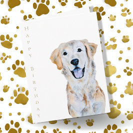 Watercolor Golden Retriever Hund Grattis på födels Kort