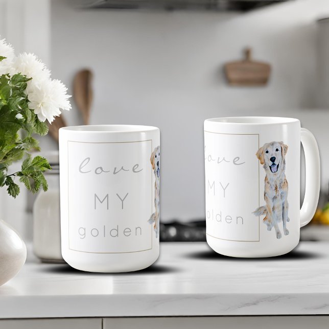 Watercolor Golden Retriever Hund Kaffemugg (Skapare uppladdad)
