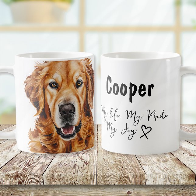 Watercolor Golden Retriever Hund Namn Kaffemugg (Skapare uppladdad)