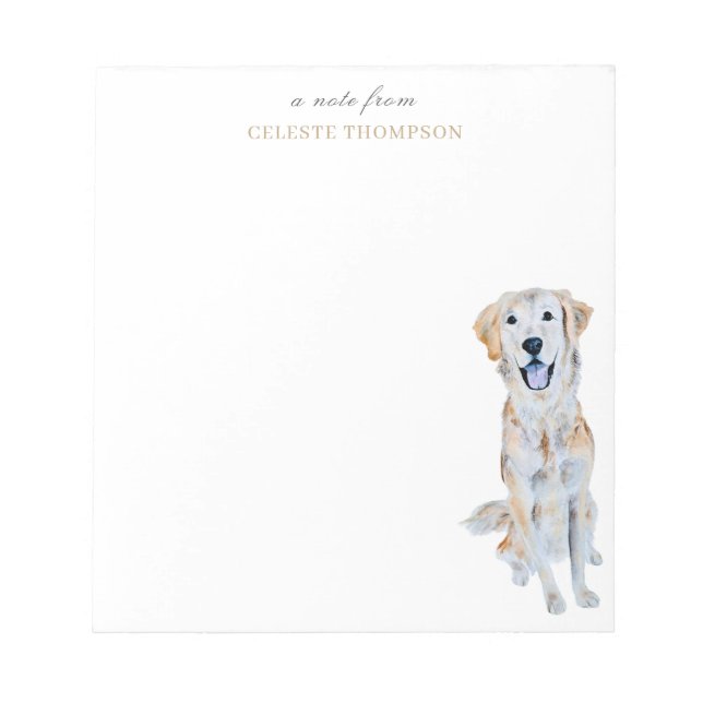 Watercolor Golden Retriever Hund Personalize Anteckningsblock (Framsida)