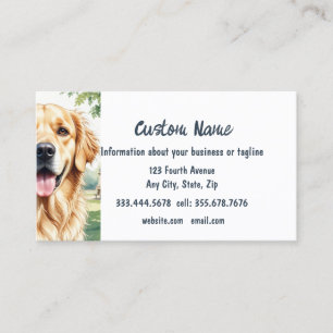 Watercolor Golden Retriever Hund Pet Animal Art Visitkort