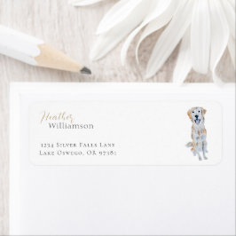Watercolor Golden Retriever Hund Returadress Etikett