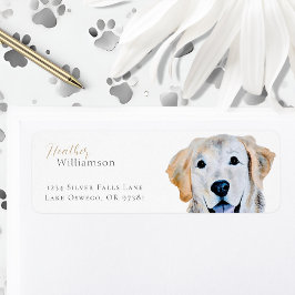 Watercolor Golden Retriever Hund Returadress Etikett