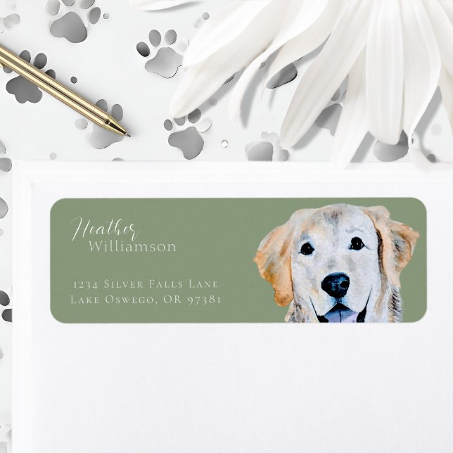Watercolor Golden Retriever Hund Returadress Returadress Etikett (Skapare uppladdad)