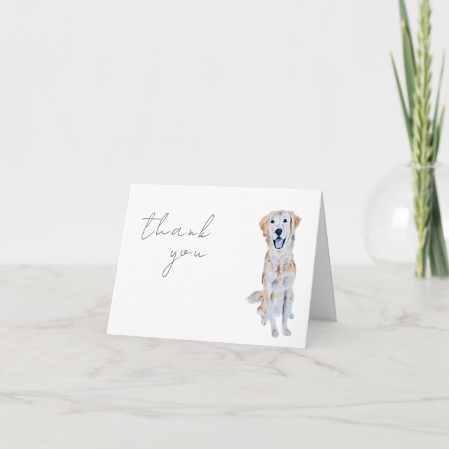 Watercolor Golden Retriever Hund Tack Kort (Framsida)