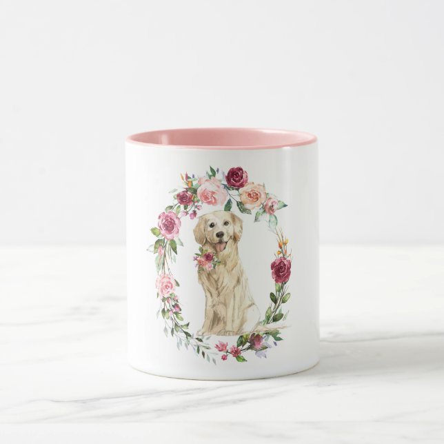 Watercolor Golden Retriever Mugg (Center)