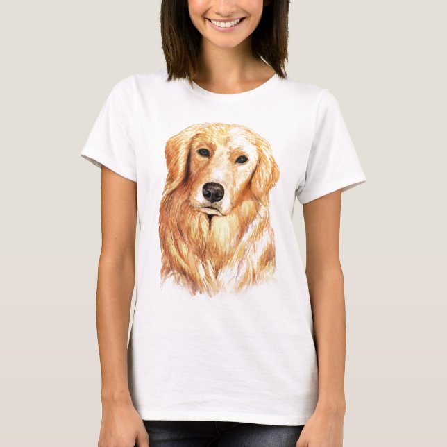 Watercolor Golden Retriever T Shirt (Framsida)