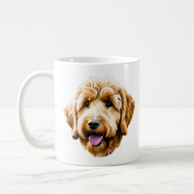 Watercolor Goldendoodle Kaffemugg (Vänster)