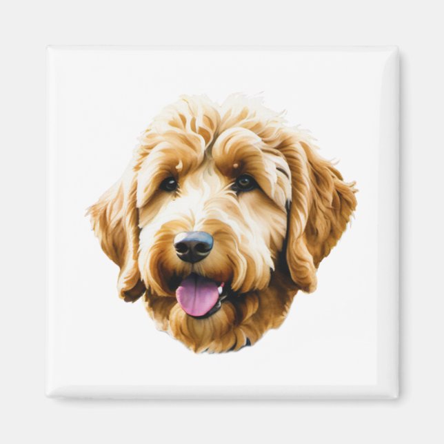 Watercolor Goldendoodle Magnet (Framsidan)