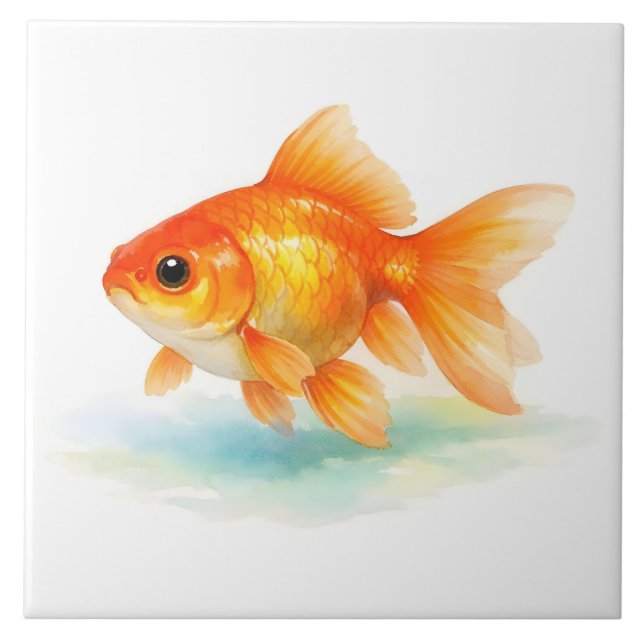 Watercolor Goldfish  Kakelplatta (Framsidan)