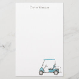 Watercolor Golf Cart Personlig Stationery Brevpapper