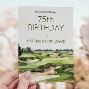 Watercolor Golf Course Golfers Birthday Inbjudningar