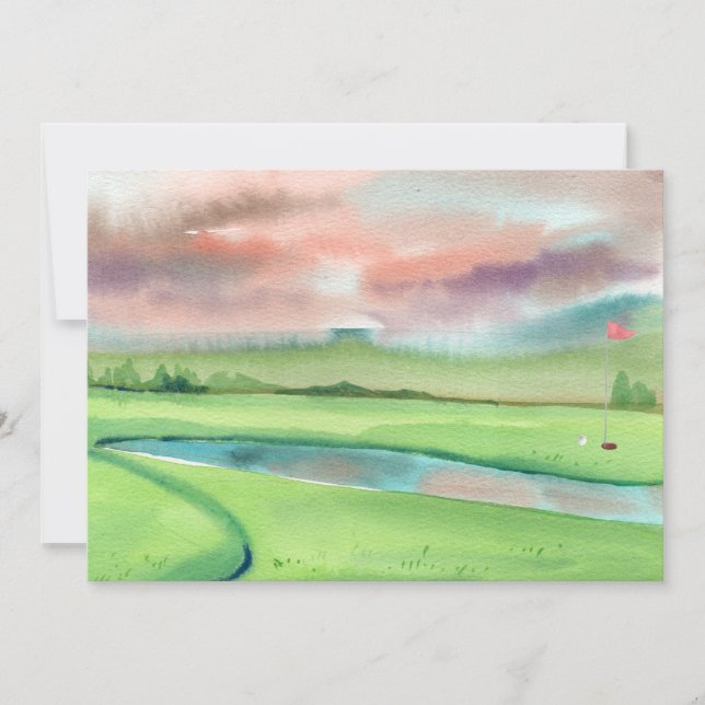 Watercolor Golf Inbjudningar (Framsida)