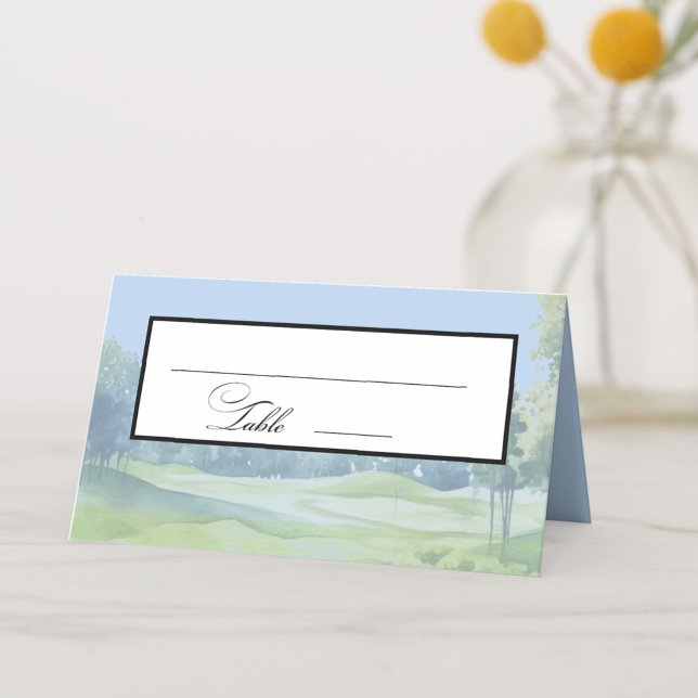 Watercolor Golf Theme Wedding Place Card Placeringskort (Skapare uppladdad)