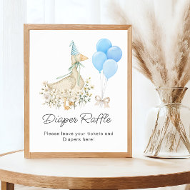 Watercolor Goose Boy Baby Shower Raffle Poster