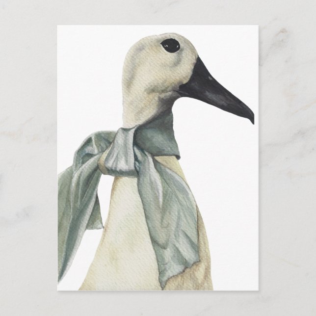 Watercolor Goose i Scarf Vykort (Framsida)