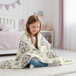 Watercolor Goose Lavender Farm House Fleecefilt