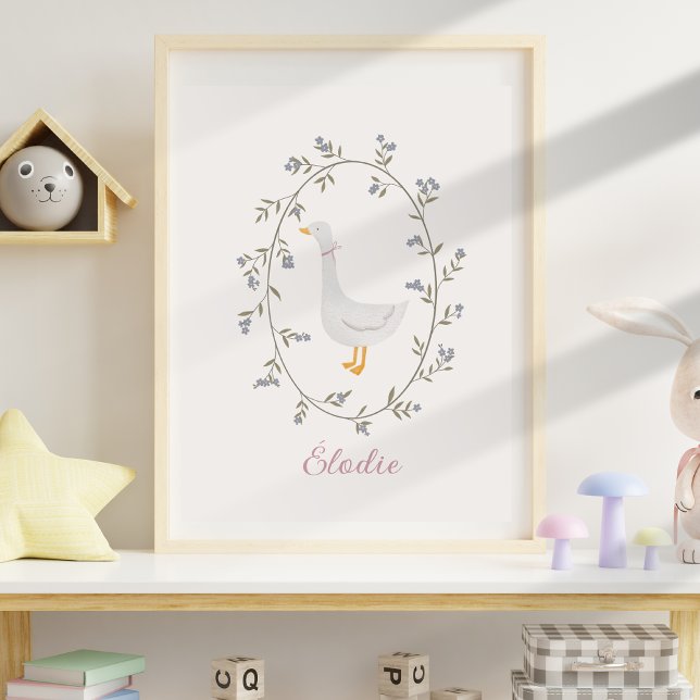 Watercolor Goose Personlig Nursery Kids rum Poster (Skapare uppladdad)