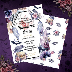 Watercolor Gothic Vuxen Halloween fest Inbjudningar