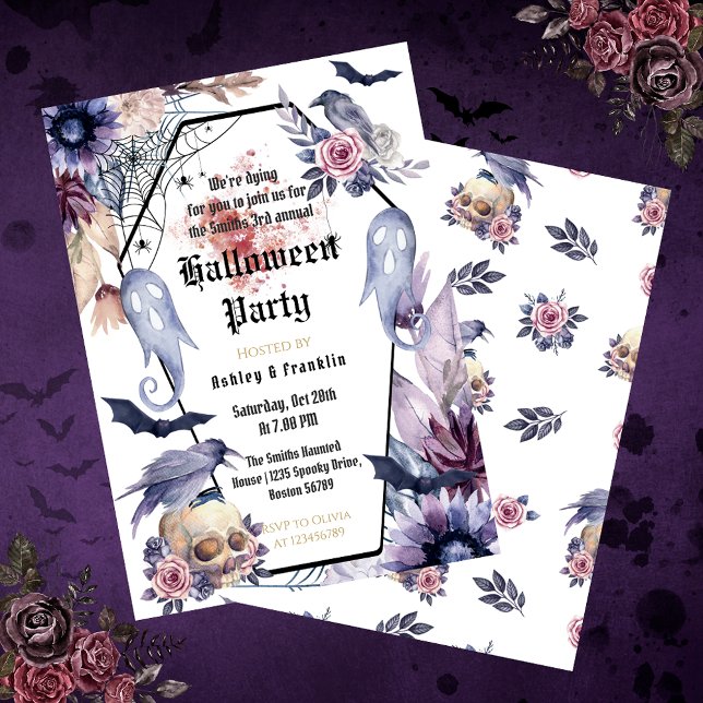 Watercolor Gothic Vuxen Halloween fest Inbjudningar (Skapare uppladdad)