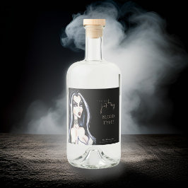 Watercolor Gothic Witch Halloween Black Spritflaskor Etikett