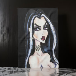 Watercolor Gothic Witch Halloween Kökshandduk