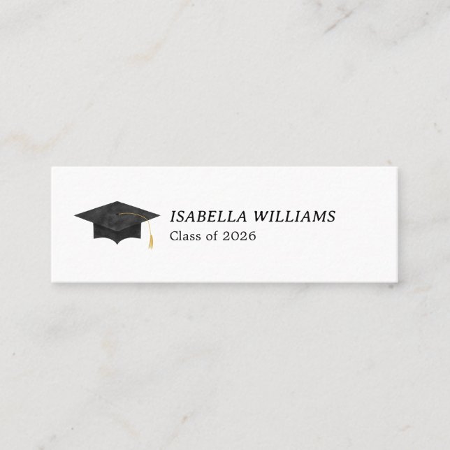 Watercolor Graduation Cap Name Card - Insert Card (Framsida)