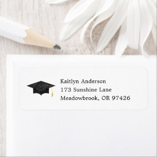 Watercolor Graduation Cap Return Address Returadress Etikett