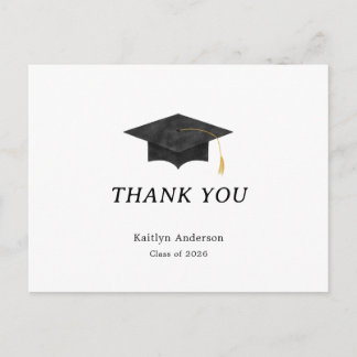 Watercolor Graduation Cap Thank You Postcard Vykort