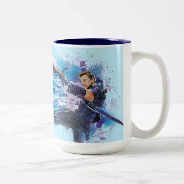 Watercolor-grafik för Hawkeye-färgningspilar Två-Tonad Mugg (Höger)
