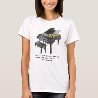 Watercolor Grand Piano Illustration Chopin Quote T Shirt