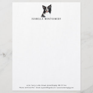Watercolor Gräns Collie Letterhead Brevhuvud