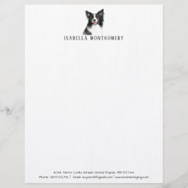 Watercolor Gräns Collie Letterhead Brevhuvud