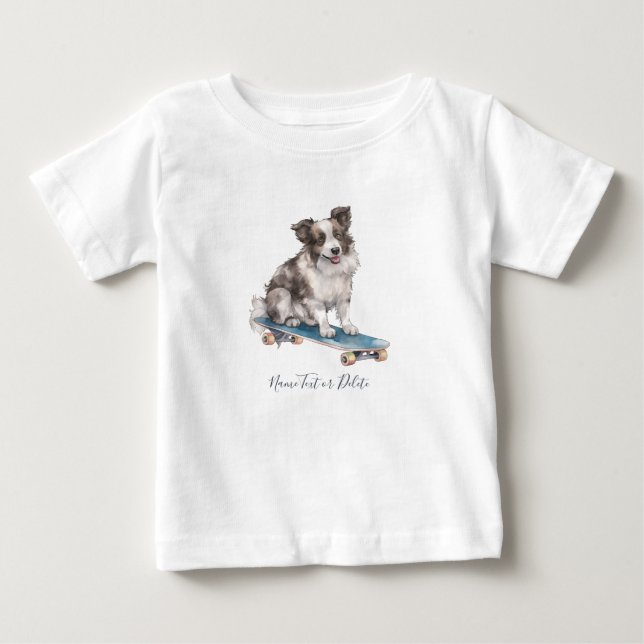 Watercolor Gräns Collie T-Shirt (Framsida)