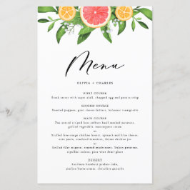 Watercolor Grapefruit and Oranges Citrus Menu Card