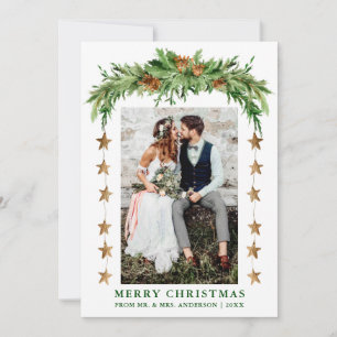 Watercolor Gräs Boho jul Nyligen par Julkort