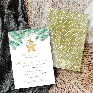 Watercolor Gräs Boughs jul Winter Wedding OSA Kort