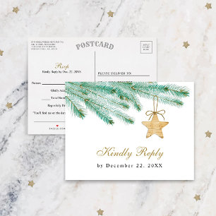 Watercolor Gräs Boughs Winter Wedding OSA Vykort